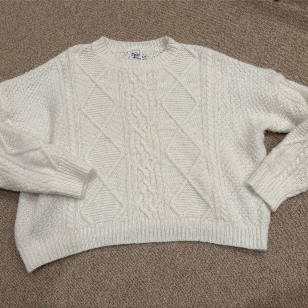 Princess Polly Elegant White Cable Knit Sweater